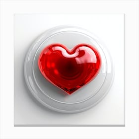 Heart Button On White Background Canvas Print