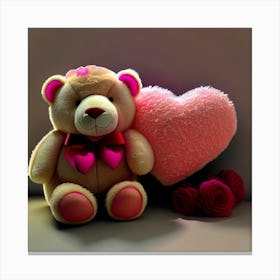 Teddy Bear With Heart 1 Canvas Print
