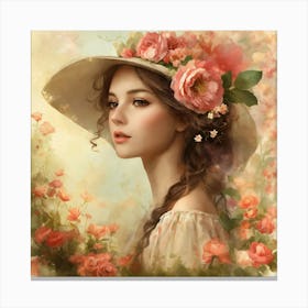 Girl In A Hat 1 Canvas Print