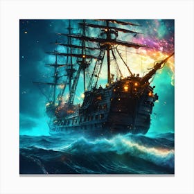 Pirate Ship In The Ocean Canvas Print