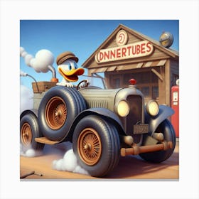 Donald Duck In A Car 5 Canvas Print