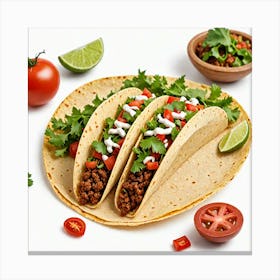 Mexican Taco Isolated On White Background 3639278193 Canvas Print