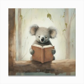 Koala Reading A Book Canvas Print