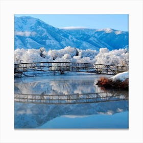 Bridge Over A Frozen Lake Canvas Print