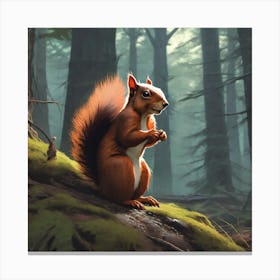 Red Squirrel In The Forest 60 Canvas Print