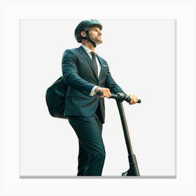 Businessman Riding An Electric Scooter Canvas Print