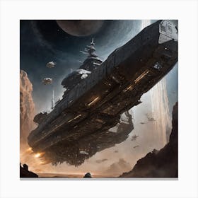 Spaceship In Space Canvas Print