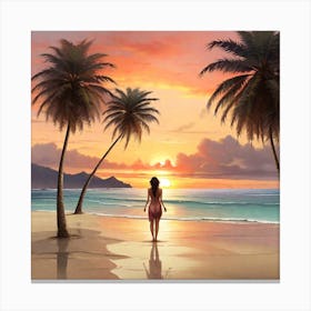 Sunset On The Beach Canvas Print