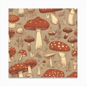 Seamless Pattern With Mushrooms Canvas Print