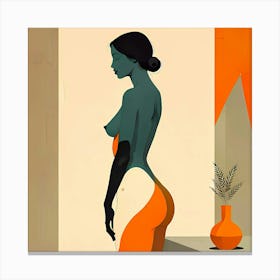 Elegance in Silence: An Abstract Female Nude Painting Canvas Print