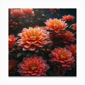 Peach dahlias Canvas Print