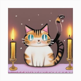 Cat With Candles 1 Canvas Print