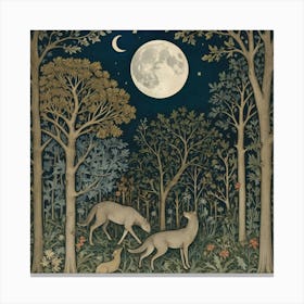 William Morris Print Night Forest Moon Poster Vintage 2 Canvas Print