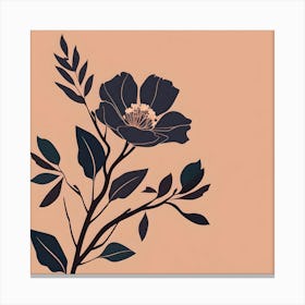 Branch With Pastel Brown, Gray & Orange Flower Canvas Print