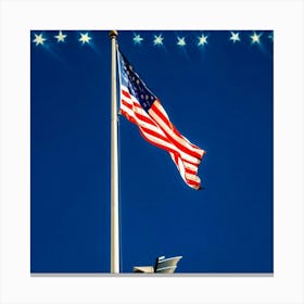 American Flag Unfurled Against A Clear Blue Sky Stars Centered Stripes Flowing Gracefully Overlai 2 1 Canvas Print