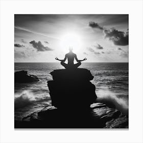 Meditating Man On A Rock Canvas Print