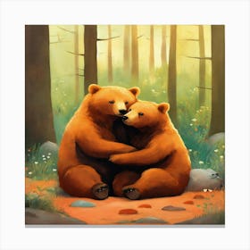 Two Bears Hugging Canvas Print