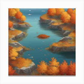 Autumn Trees By The Water Canvas Print