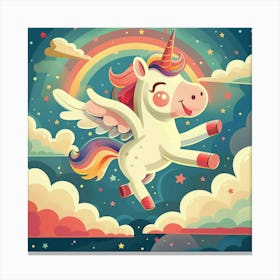 Flying Happy Little Unicorn Kids Room Canvas Print