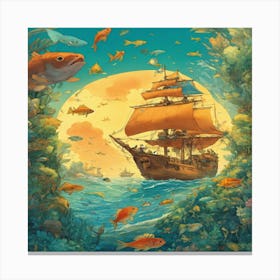 Mermaid In The Sea Canvas Print