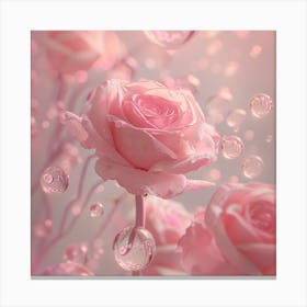 Pink Roses With Bubbles Canvas Print