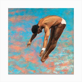 Male High Diver with Orange Water  Canvas Print