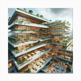 Shanghai Green Office Canvas Print