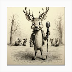 Deer With Microphone 13 Canvas Print