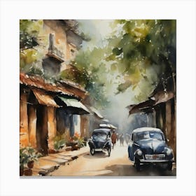 Old Cars In The Street Canvas Print