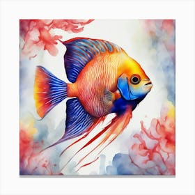 Angel Fish Watercolor Painting Canvas Print
