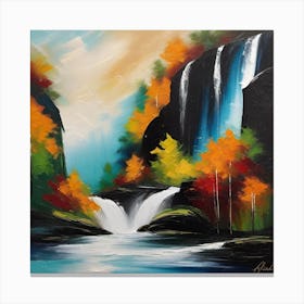 Waterfall In Autumn Canvas Print