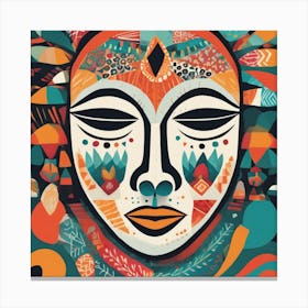 Folk Abstract Face Illustration (7) Canvas Print