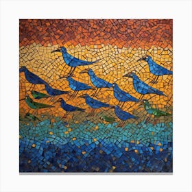 Mosaic Blue Birds Choir Canvas Print