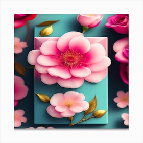 Pink Flowers In A Box Canvas Print