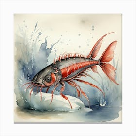 Northern Krill Vintage Graphic Watercolour Art Print 3 Canvas Print