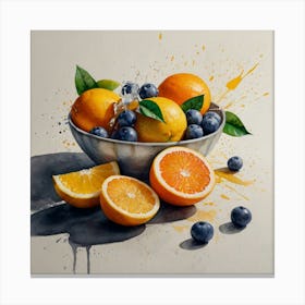 Oranges And Blueberries Canvas Print