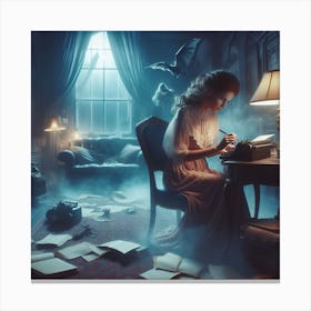 Woman Writing A Letter Canvas Print