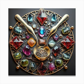 Logo made of gemstones extracted with a tablespoon. 10 Canvas Print