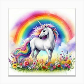 Unicorn In The Rainbow 2 Canvas Print