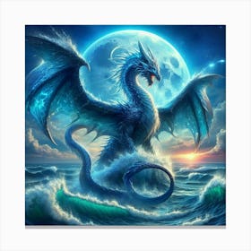 Blue Dragon In The Ocean 1 Canvas Print