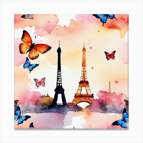 Paris With Butterflies 44 Canvas Print