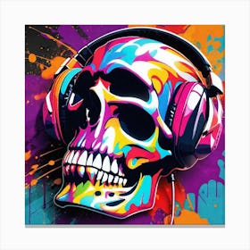 Skull With Headphones 77 Canvas Print