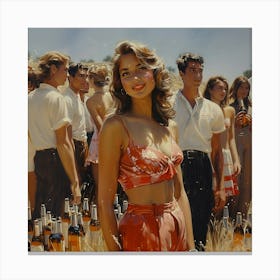 Girl In A Field Canvas Print