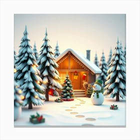 Christmas House In The Snow Canvas Print