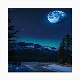 Full Moon Over Mountains Canvas Print