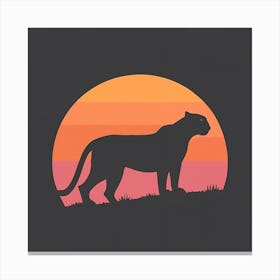 Silhouette Of A Leopard At Sunset Puma Cougar Panther Canvas Print