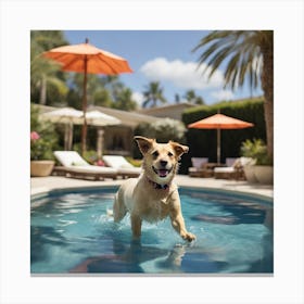 Dog Swimming Pool Canvas Print