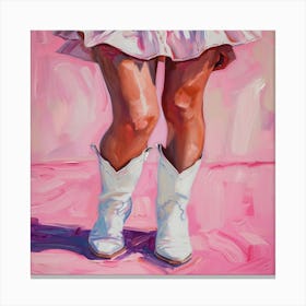 Cowgirl In White Boots Canvas Print