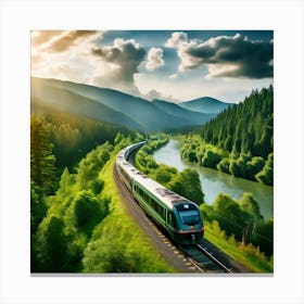 Train In The Mountains 1 Canvas Print