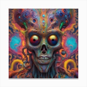 Psychedelic Biomechanical Freaky Wierdo From Another Dimension With A Colorful Background 4 Canvas Print
